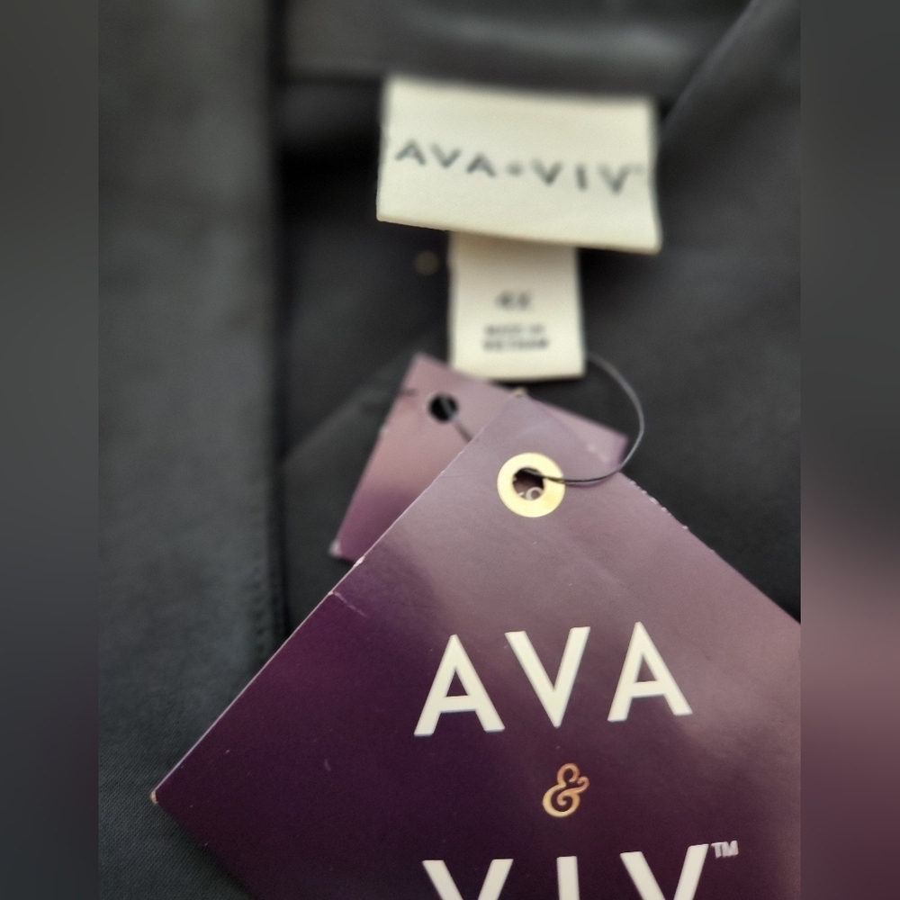 Ava & Viv Women's Satin Short Sleeve Button-Front Shirt Black - Picture 5 of 12